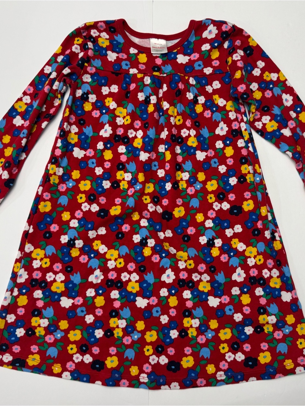 Hanna Andersson Girls 8 Red Floral Organic Cotton Long Sleeve Dress - Picture 3 of 11